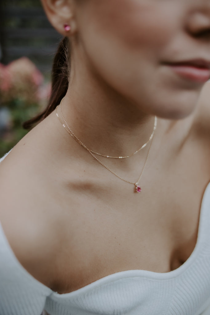 Pink Tourmaline Gold Necklace