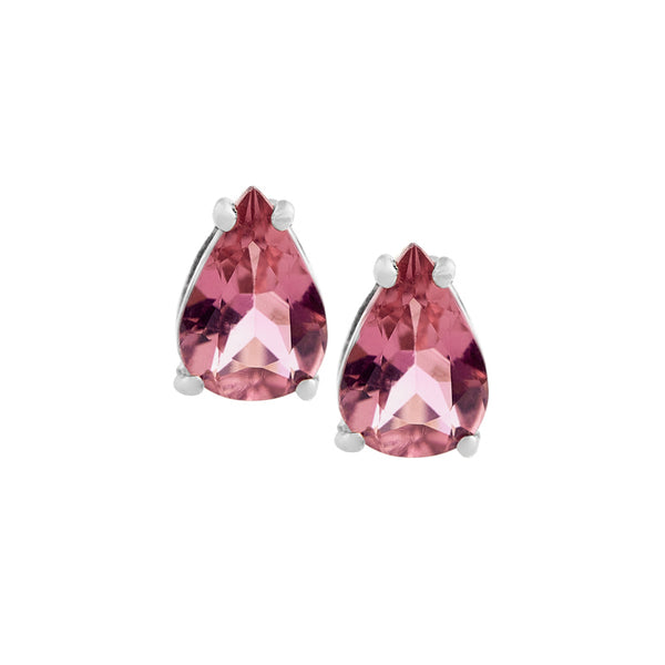 Pink Tourmaline Silver Stud Earrings