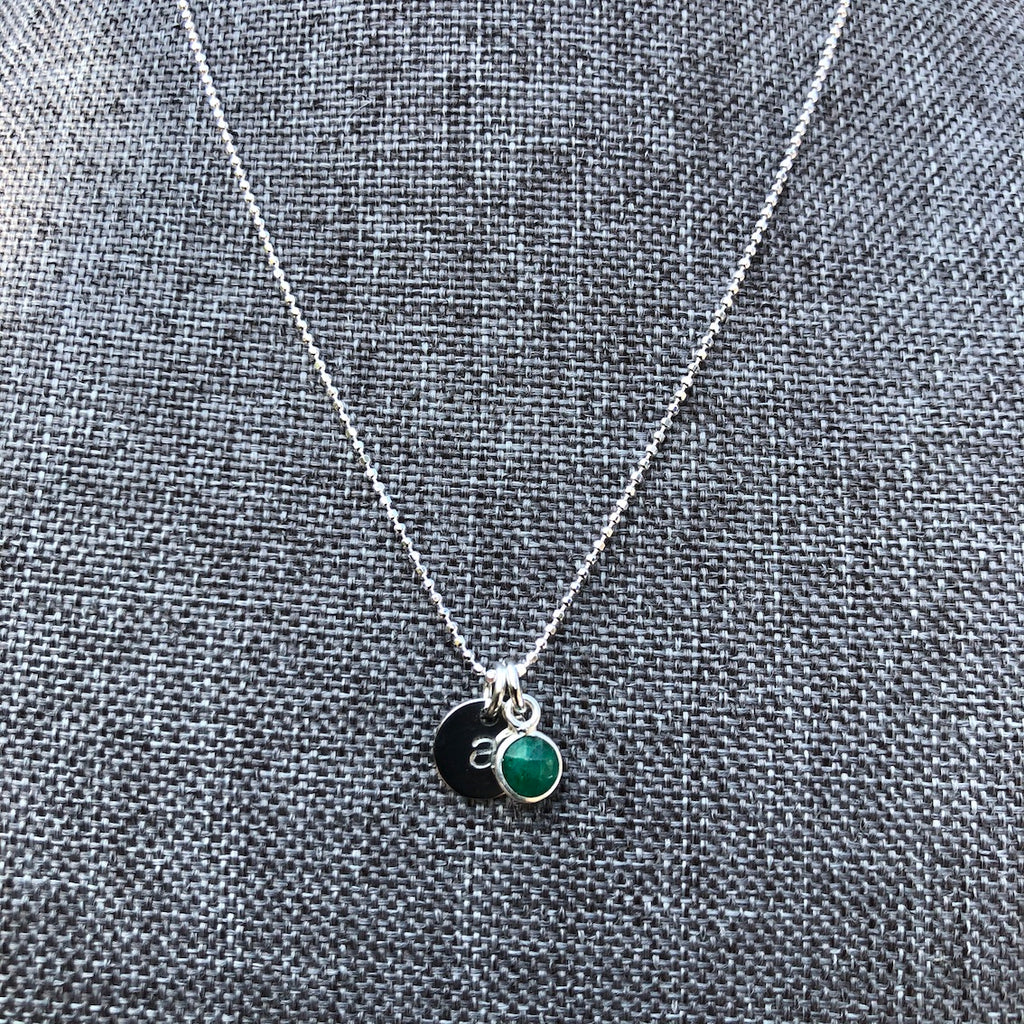 Emerald Initial Necklace