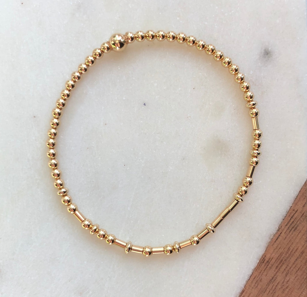 Morse Code Gold Bead Bracelet