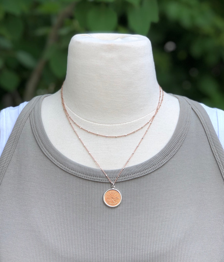 Rose Gold Penny Necklace Layers