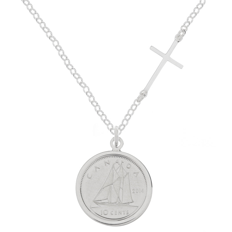 Side Cross Dime Necklace