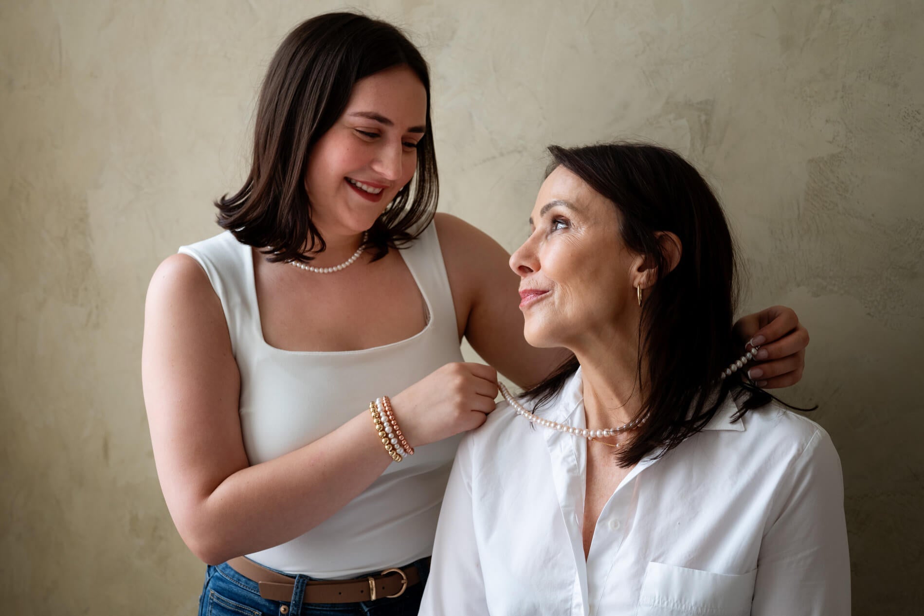 Mother and Daughter wearing personalized jewelry by CITRUS