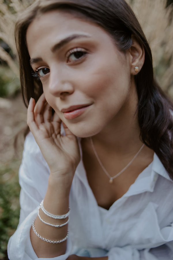 Opal Silver Stud Earrings - Citrus