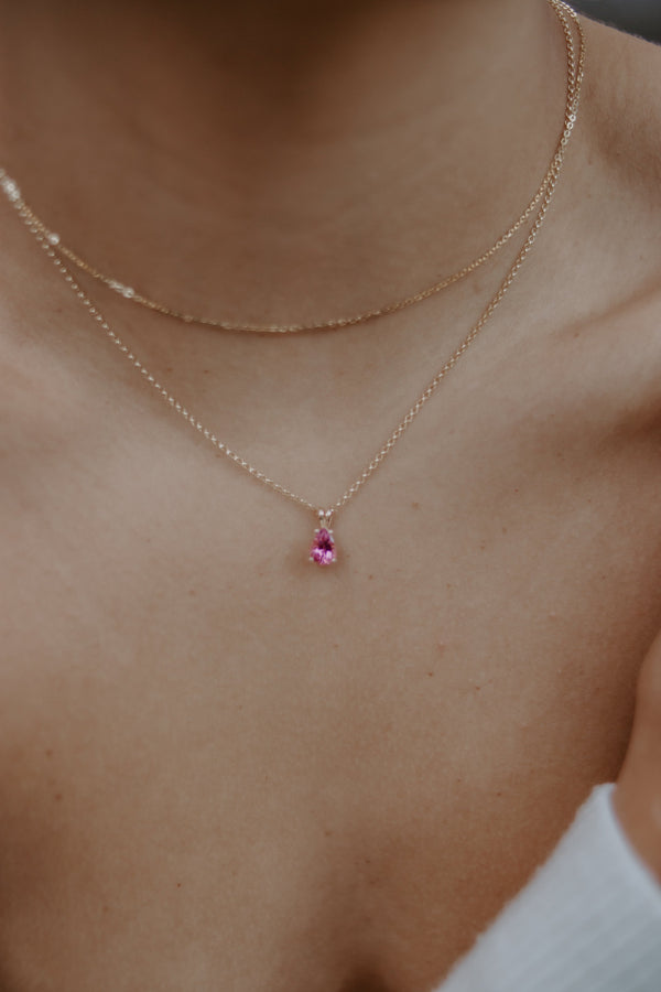 Pink Tourmaline Gold Charm