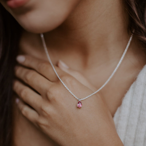 Pink Tourmaline Silver Charm