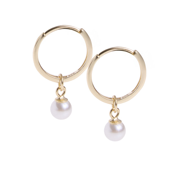Golden Pearl Huggie Earrings