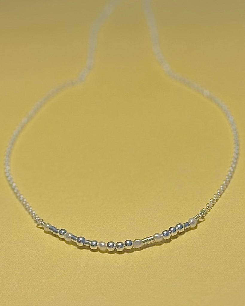 Pearl Morse Code Necklace - Citrus