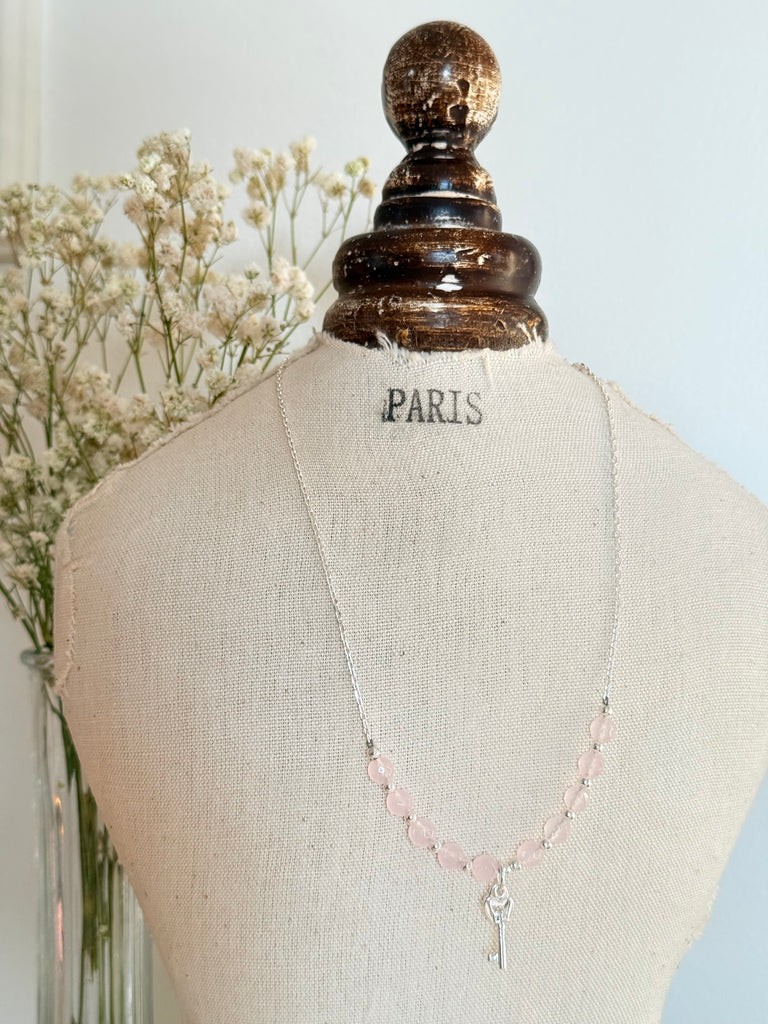 Rose Quartz Love Paris Necklace - Sample Sale Exclusive - Citrus