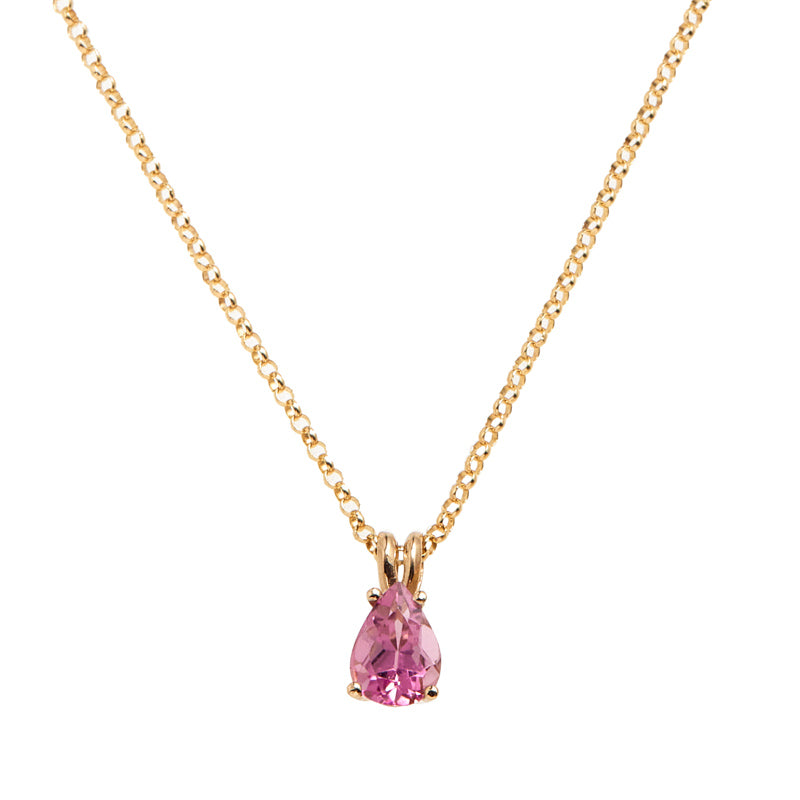 Pink Tourmaline Gold Necklace