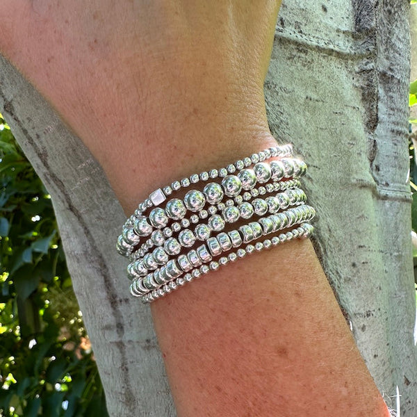 Roundelle Silver Bead Bracelet