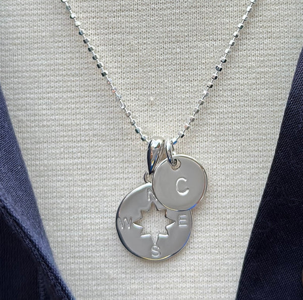 Silver Compass Necklace