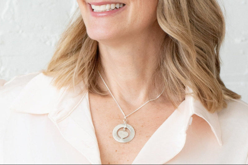 Personalized hand stamped silver pendant necklace by CITRUS