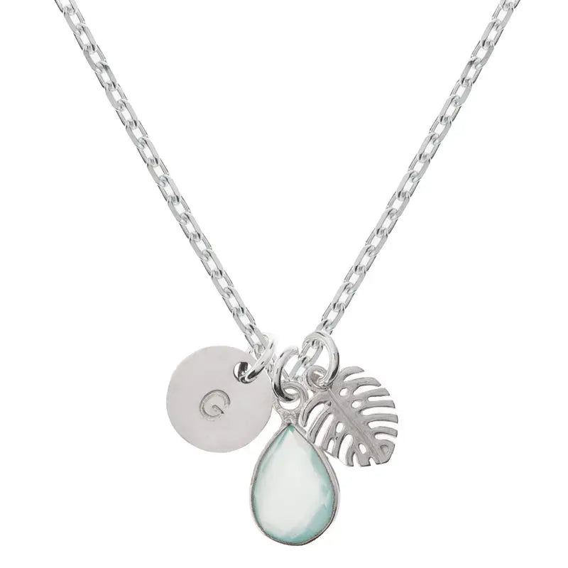 Monstera Chalcedony Initial Necklace - Citrus