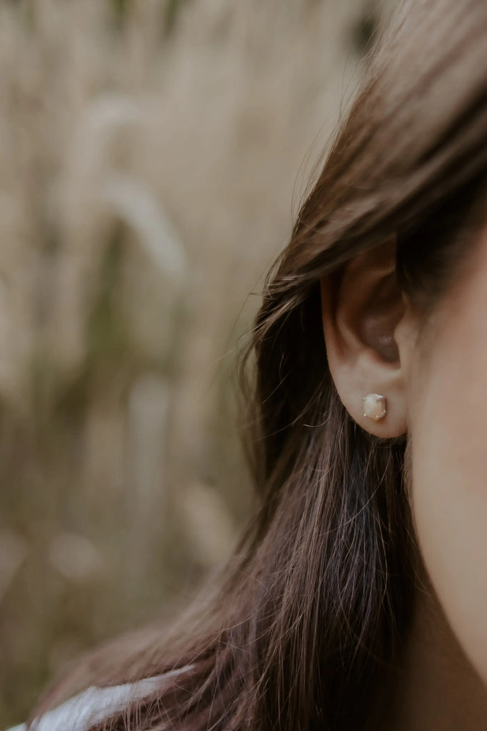 Opal Silver Stud Earrings - Citrus