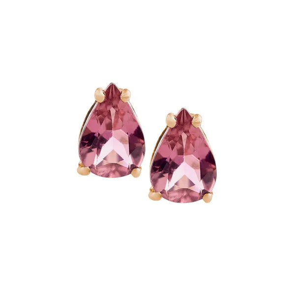 Pink Tourmaline Gold Stud Earrings - Citrus