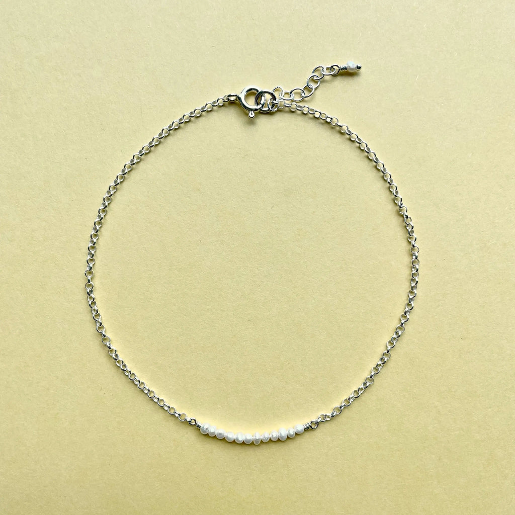 Tiny Pearl Anklet - Citrus