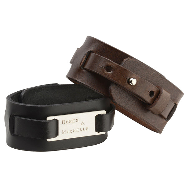 Men's Brown Leather Cuff - Citrus