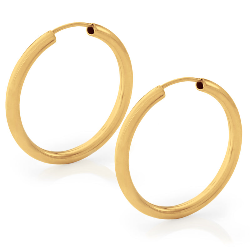 25mm Thick Yellow Gold Hoop Earrings
