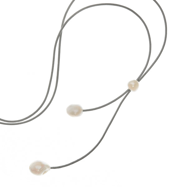 Adjustable Baroque Pearl Leather Necklace