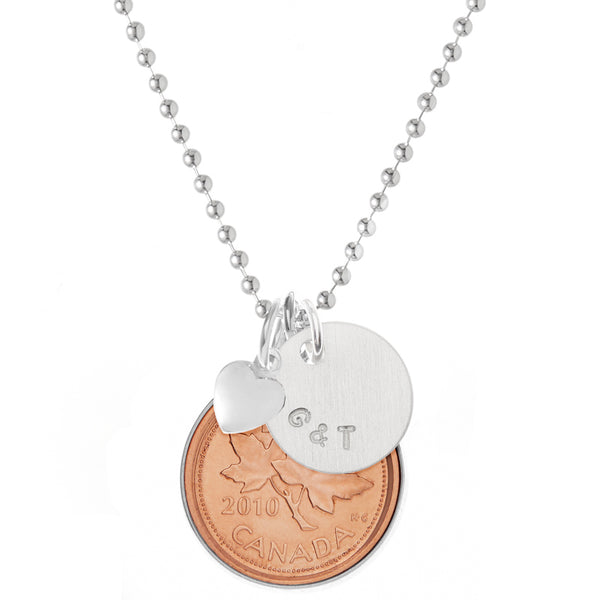 Canadian Penny Necklace Silver Edged