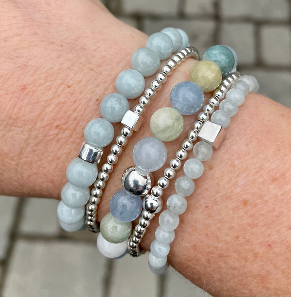 Breathe Deep Aquamarine Bracelet Stack - Citrus