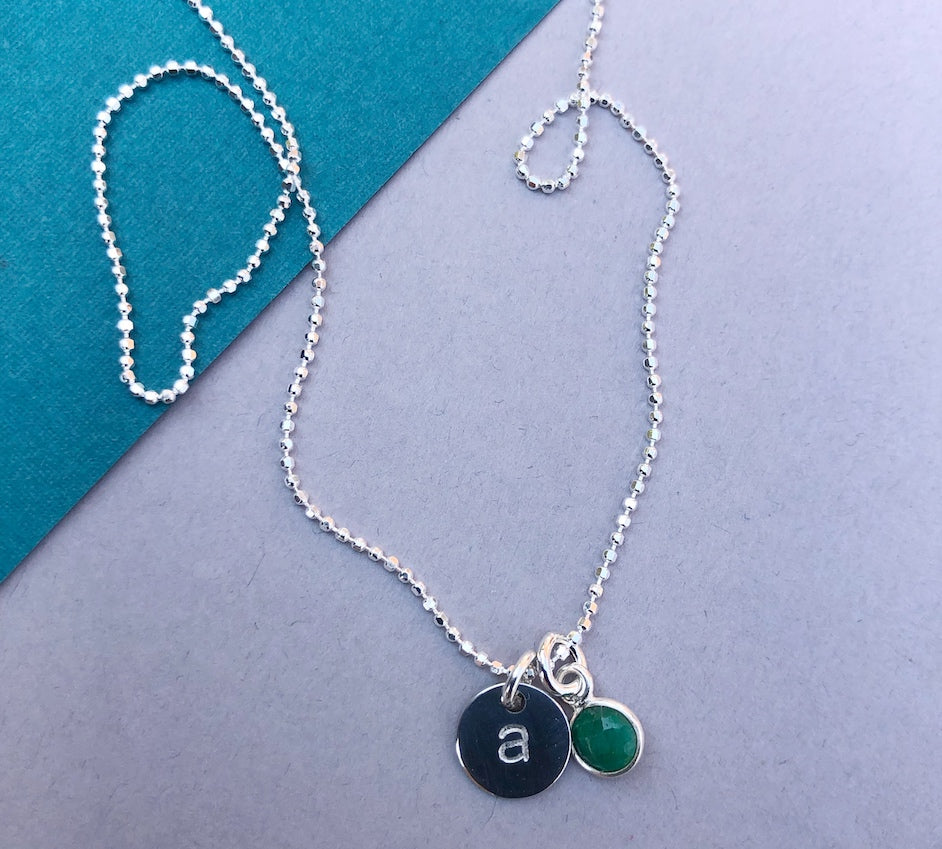 Emerald Initial Necklace