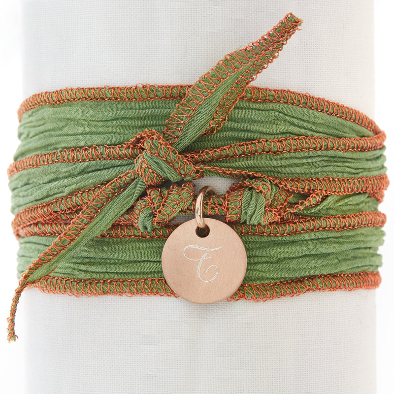 Rose Gold and Green Silk Wrap