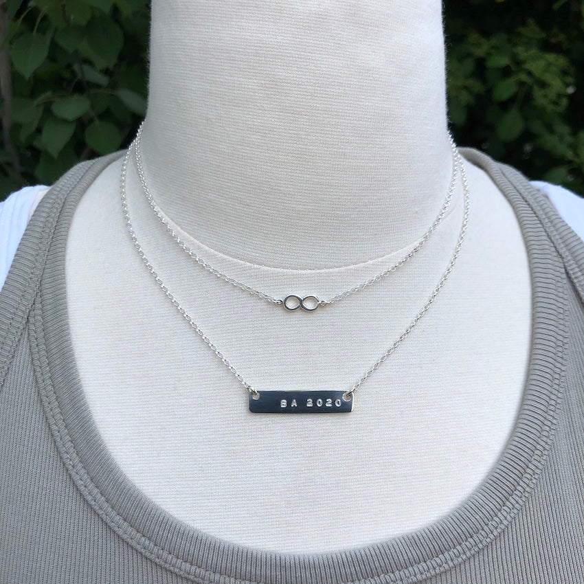 Mini Name Plate Infinity Necklace Layers