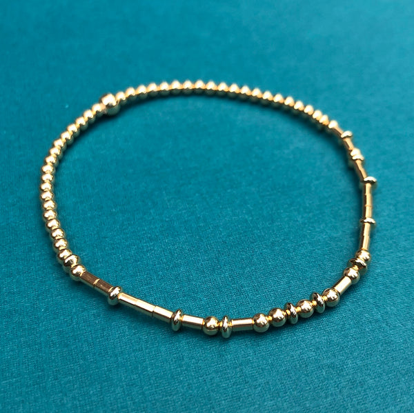 Morse Code Gold Bead Bracelet - Citrus