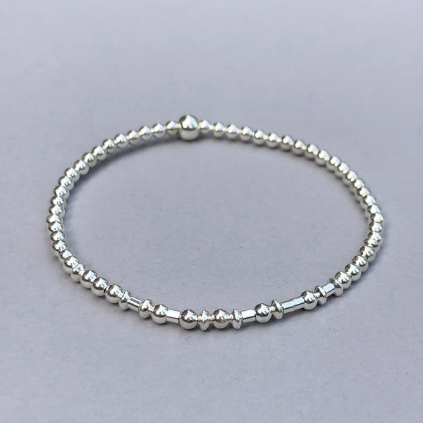 Morse Code Silver Bead Bracelet - Citrus