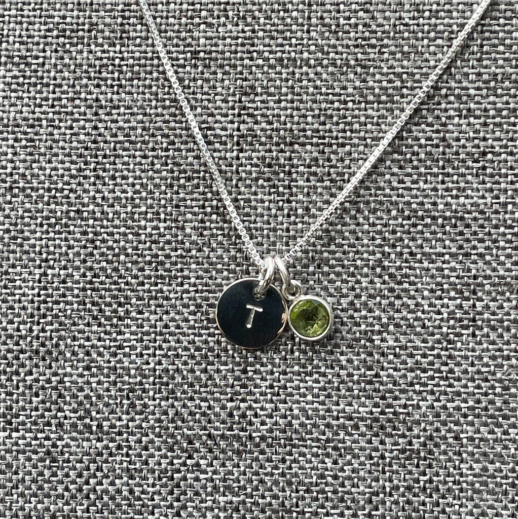 Peridot Initial Necklace