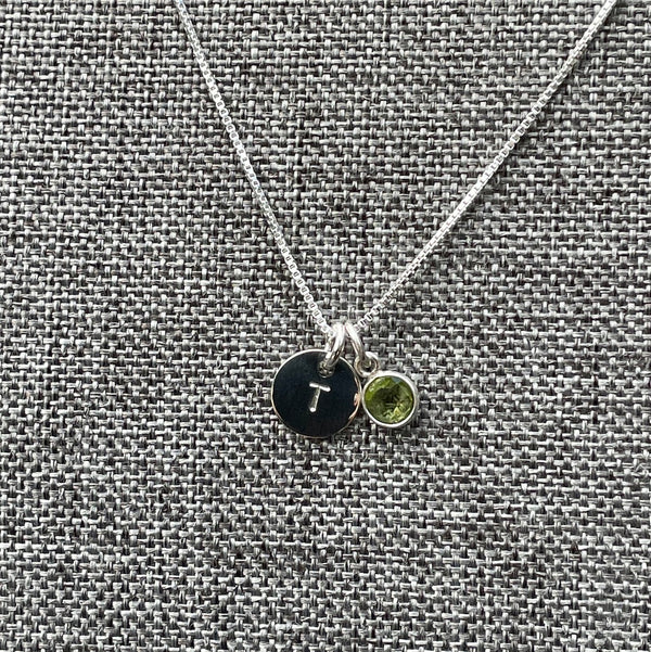 Peridot Initial Necklace - Citrus