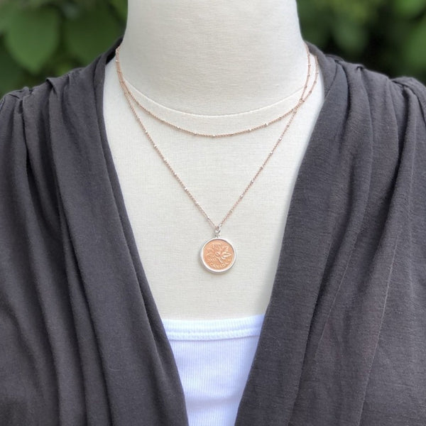 Rose Gold Penny Necklace Layers