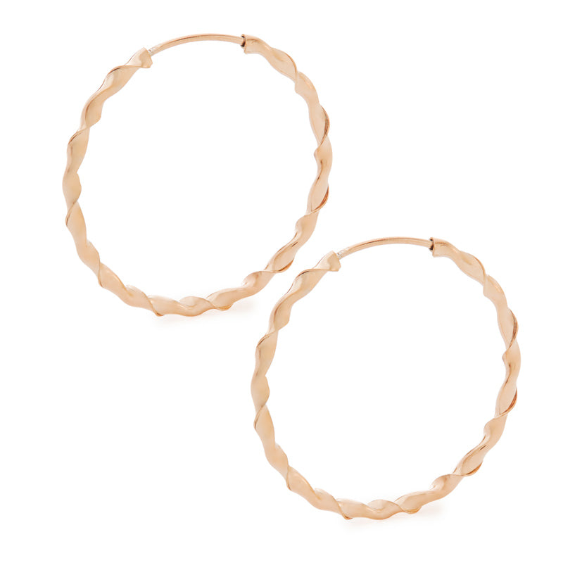 47mm Twisted Rose Gold Hoop Earrings