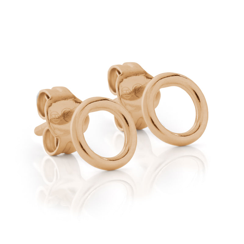 Rose Gold Circle Stud Earrings