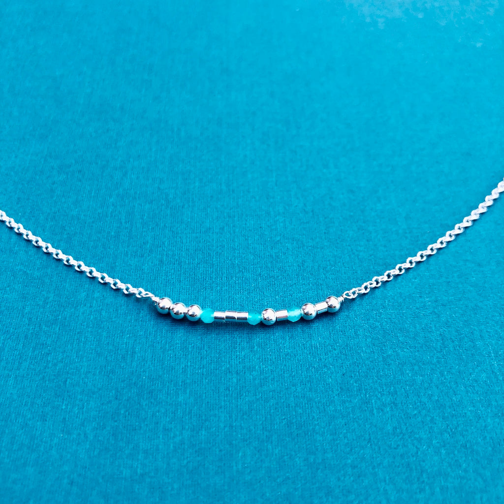 Silver Amazonite Morse Code Necklace