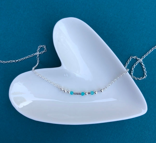 Silver Amazonite Morse Code Necklace - Citrus