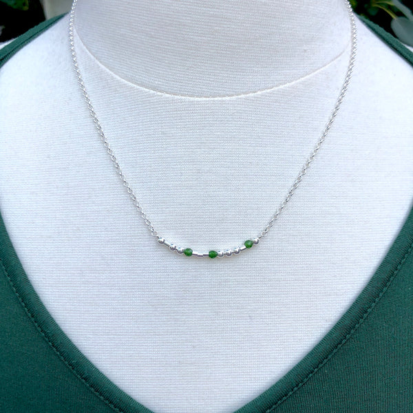 Silver Jade Morse Code Necklace