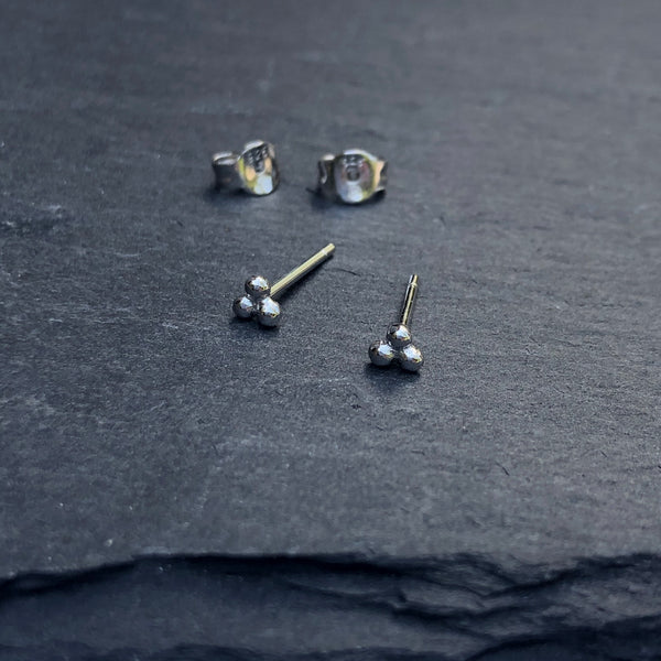 Silver Triad Stud Earrings