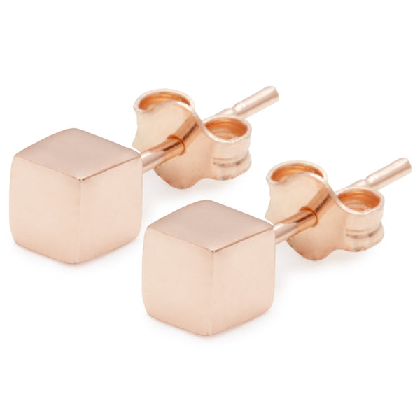 Small Rose Gold Cube Earrings