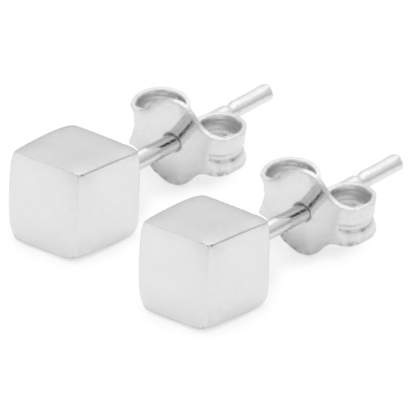 Small Silver Cube Earrings