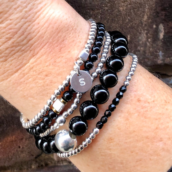 Warrior Initial Bracelet Stack