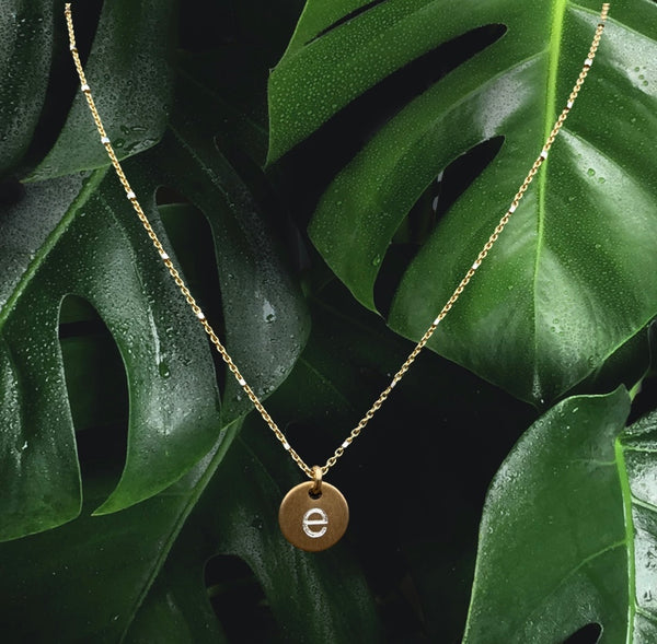 Yellow Gold Sparkle Initial Necklace - Citrus