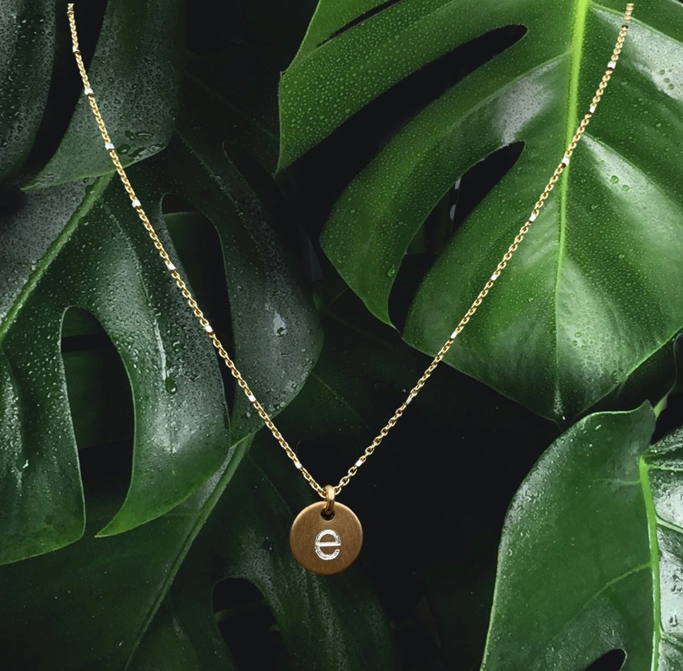 Yellow Gold Sparkle Initial Necklace