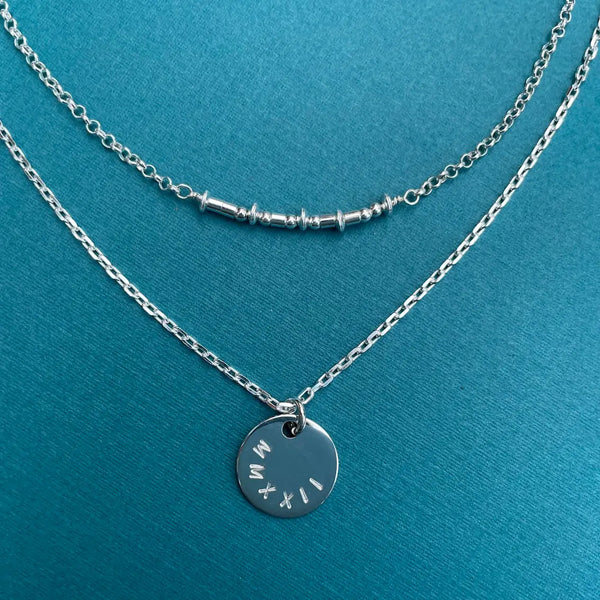 Morse Code Roman Numeral Necklace Layers - Citrus