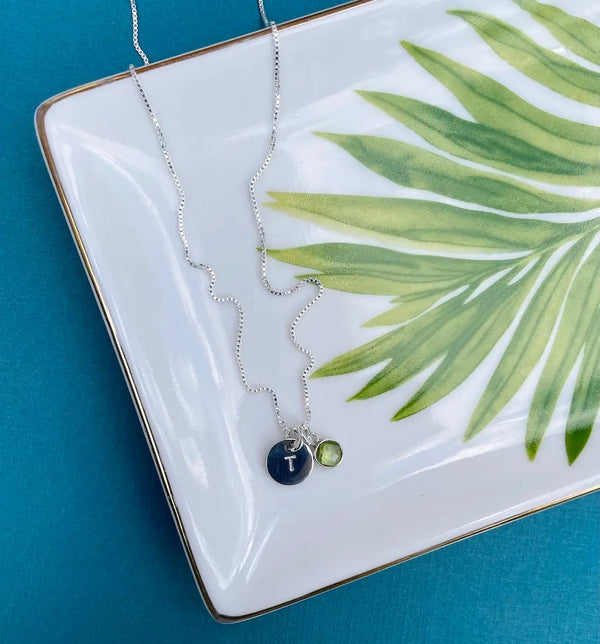 Peridot Initial Necklace - Citrus