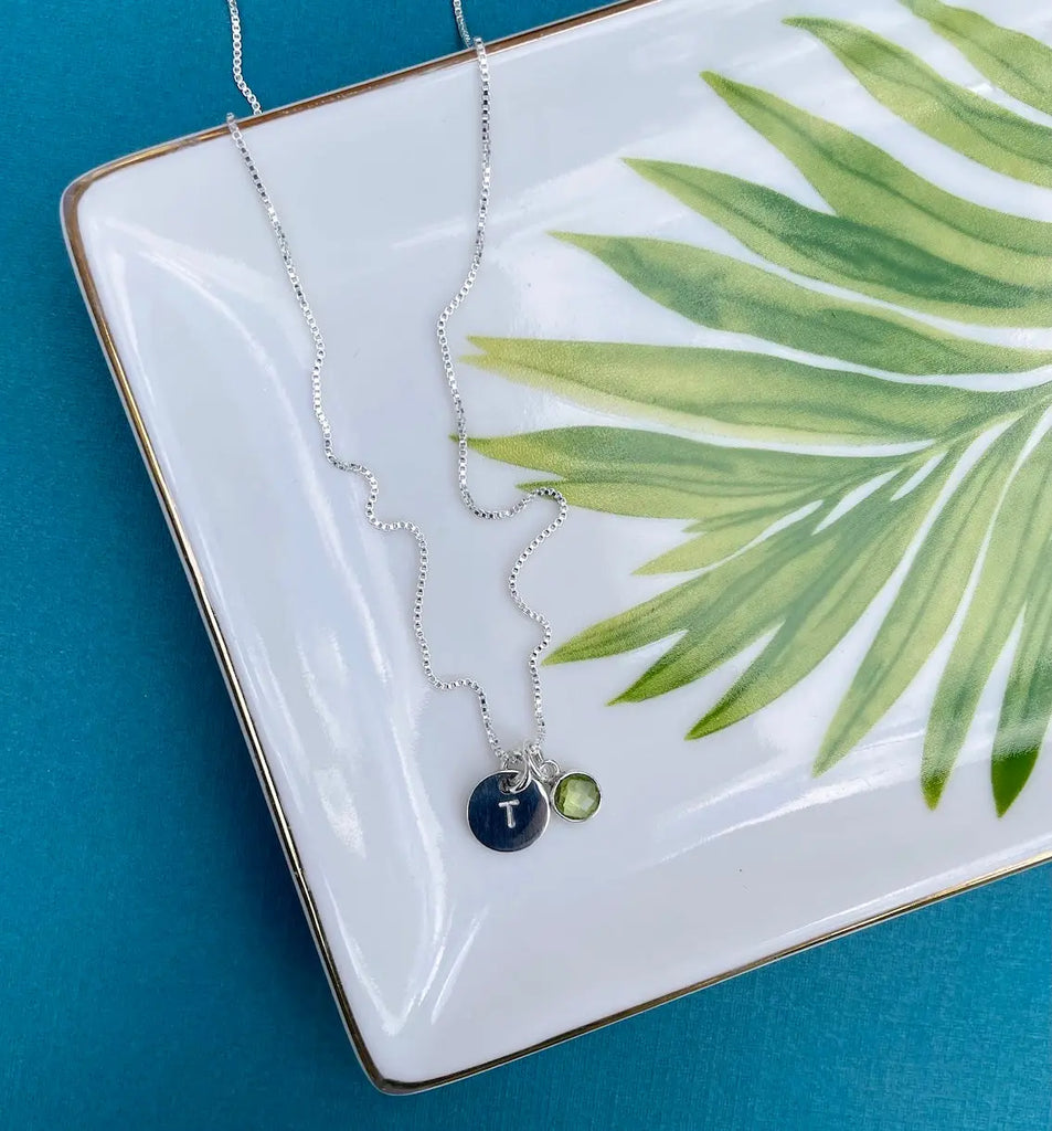 Peridot Initial Necklace - Citrus