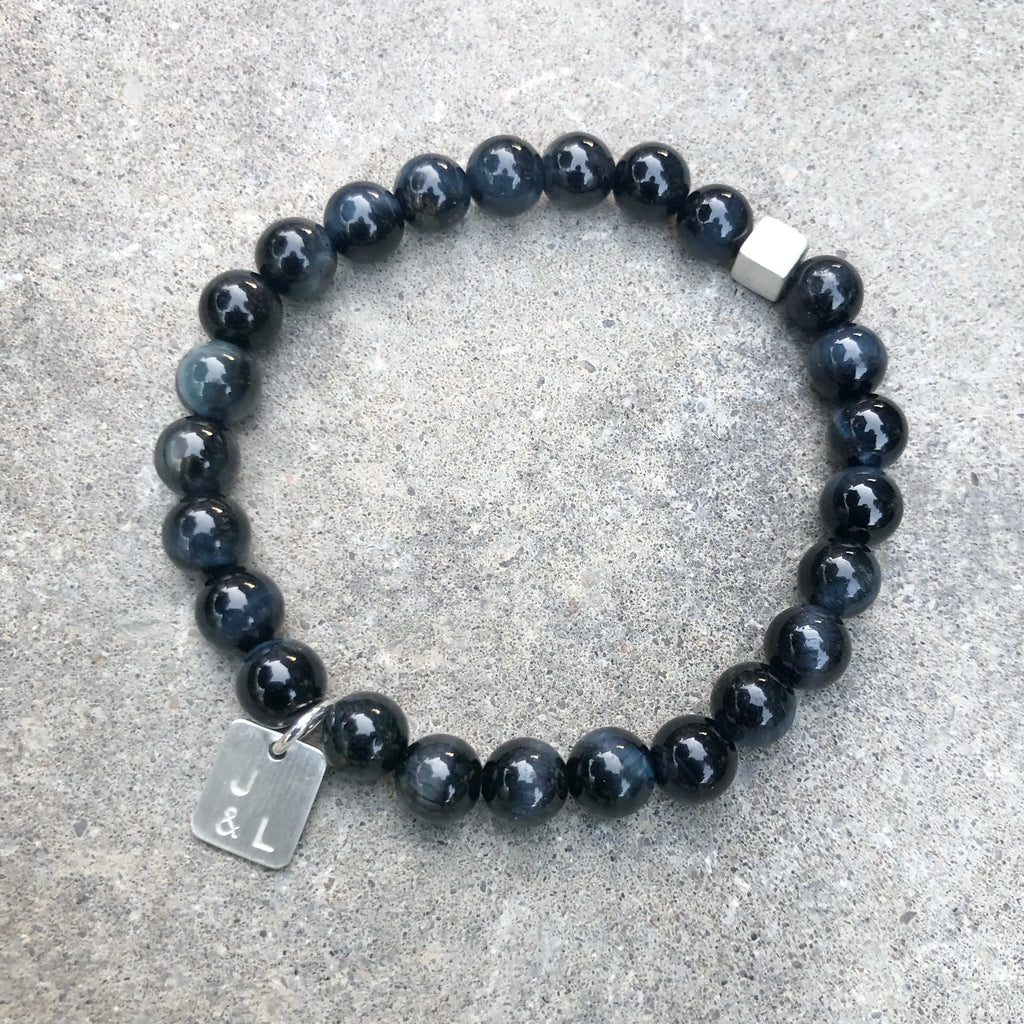 Blue Tiger's Eye Tag Bracelet - Citrus