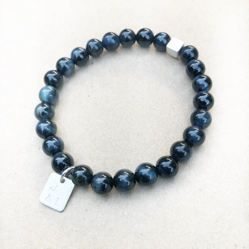 Blue Tiger's Eye Tag Bracelet - Citrus